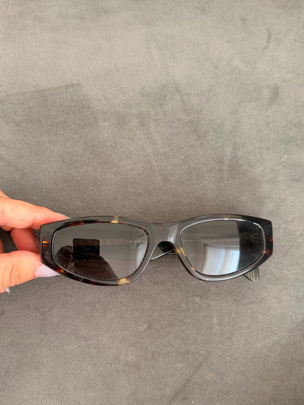 Rag & Bone Tortoiseshell Rectangular Women's Sunglasses - Black/Brown